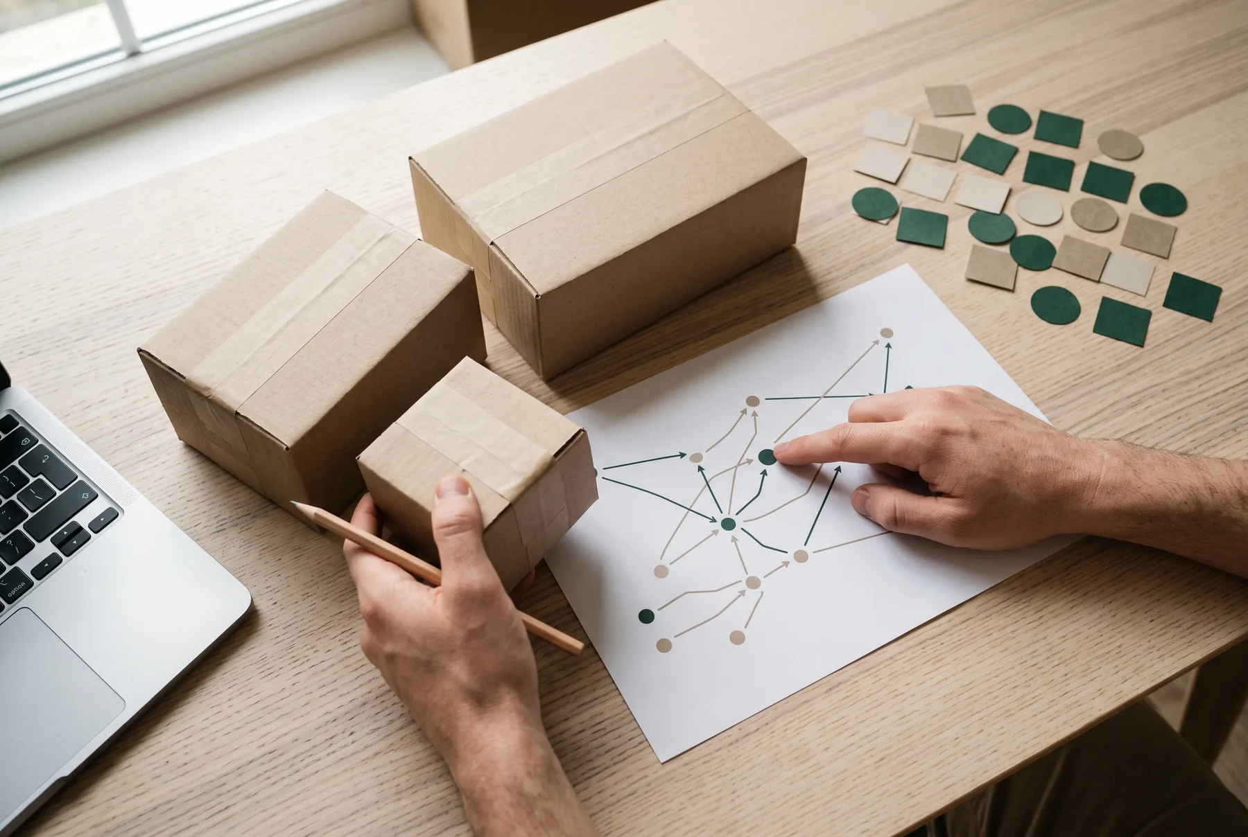 Seller comparing dispatch routes and parcels before completing a compliance check.